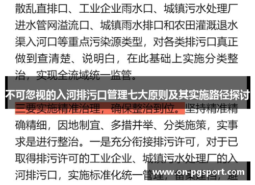 不可忽视的入河排污口管理七大原则及其实施路径探讨